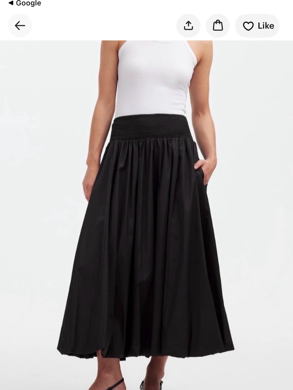 Madewell Black Maxi Smocked-Waist Skirt - Classic Skirt Size Small